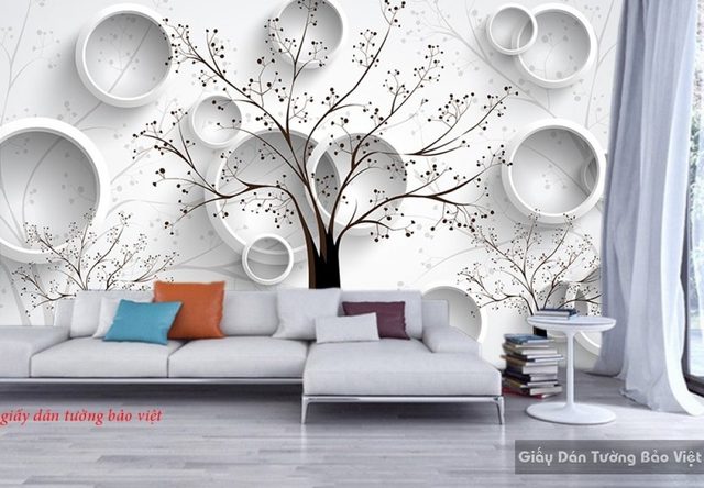 Giấy dán tường màu trắng 3d 109