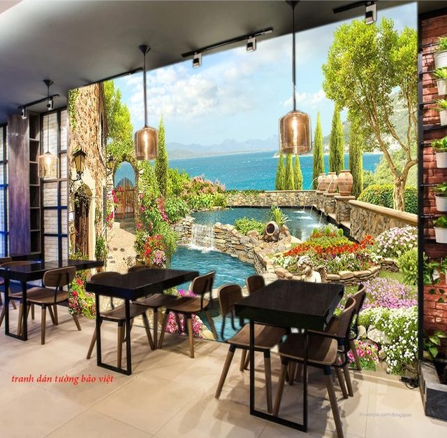 Tranh dán tường phong cảnh cho quán cafe fi085