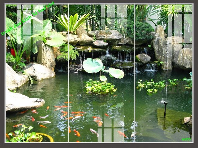 3d waterfall glass stickers 2 sides