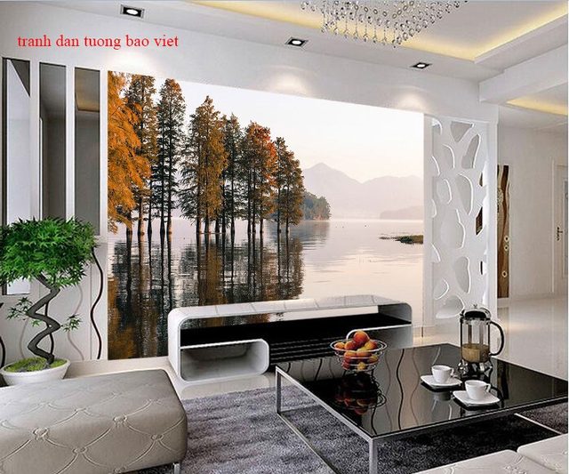 Tranh dán tường sông núi m104