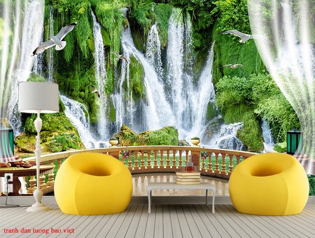 Tranh dán tường thác nước 3d w177