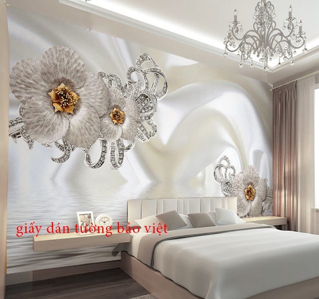 Những mẫu Giấy dán tường phòng ngủ 3D giả ngọc đẹp sang trọng
