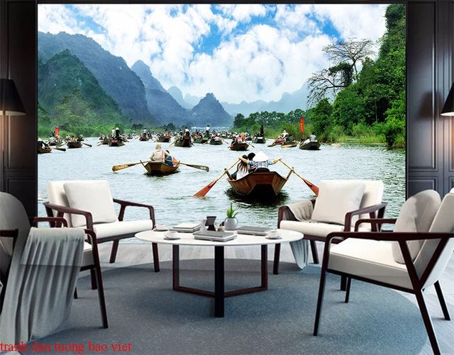 Tranh dán tường sông núi M077