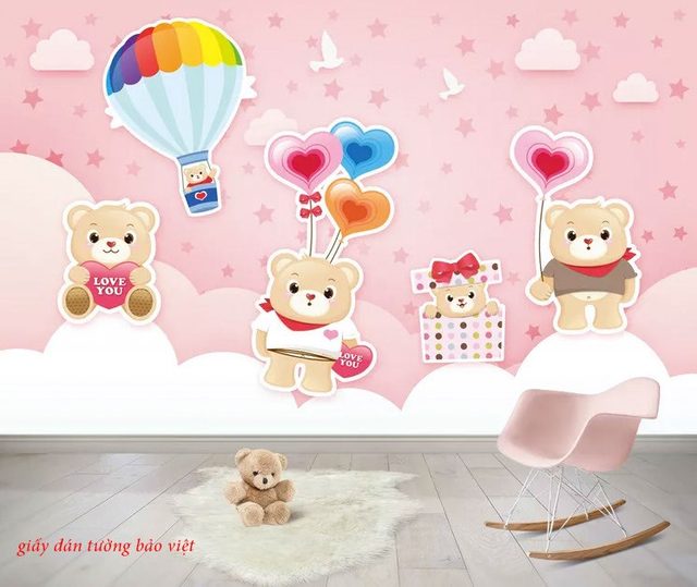 Giấy dán tường 3d cho phòng bé trai bé gái