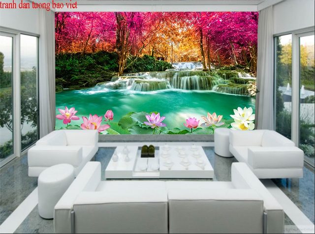 Wall paintings of waterfall w172