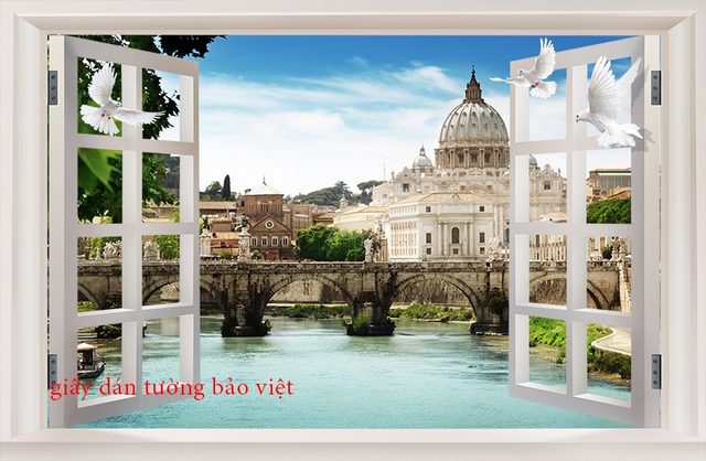 Tranh dán hình Cửa Sổ 3D