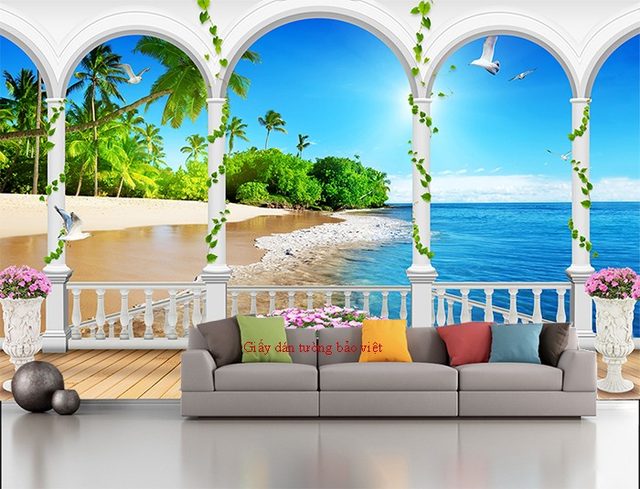 Giấy dán tường 3D phong cảnh biển S128