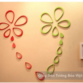 Dán Tường 3D-Họa tiết gỗ 3D hình giọt nước (có màu xanh và màu đỏ)