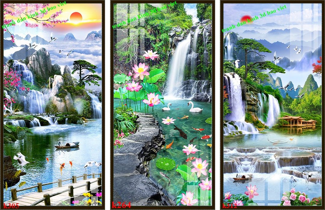 3d waterfall glass stickers 2 sides